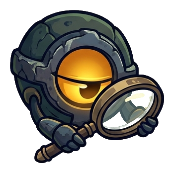 Ward mascot with a magnifying glass